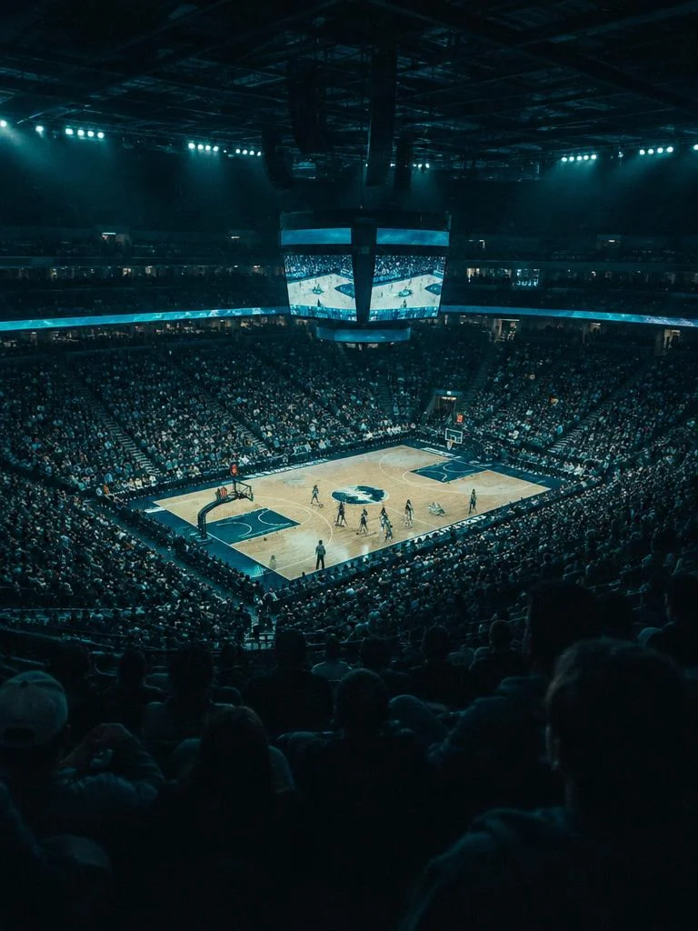 College basketball arena seen from the upper deck